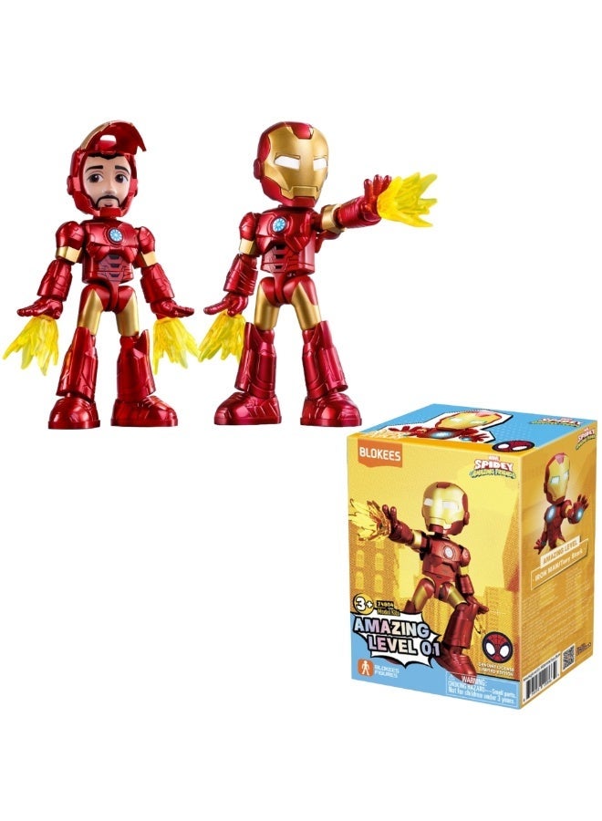 BLOKEES Spidey Amazing Friends Iron Man Figure | Tony Stark Model Kit Amazing Level 01 | Collectible Block Toy for Kids & Adults | Licensed Marvel Action Figure - Image 4